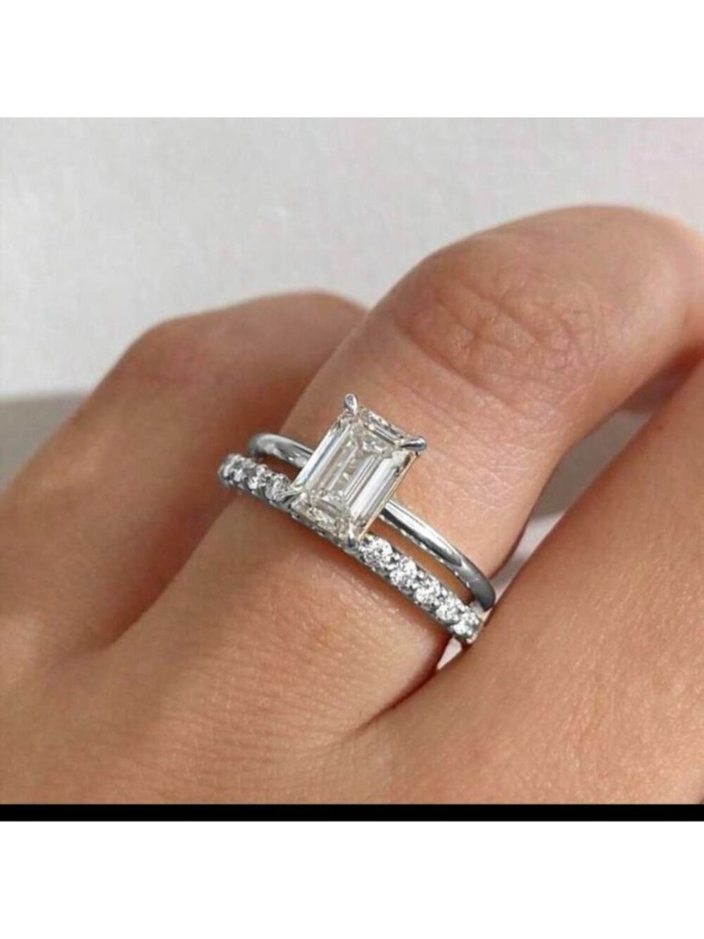 New Silver plated cz engagement style Ring Set size...